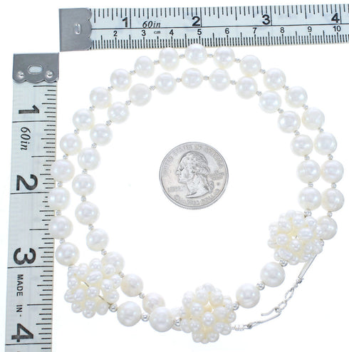 Fresh Water Pearl Sterling Silver Bead Necklace KX120900